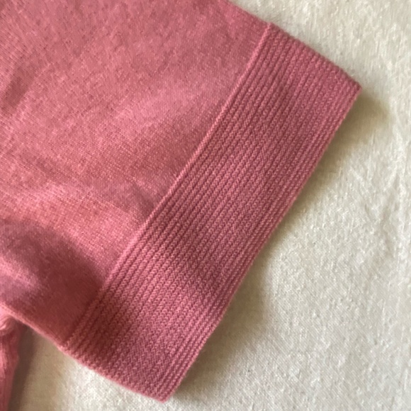 Max Studio Pink Extra Fine Merino Wool V-Neck Short Sleeve Sweater. Sz- L - Picture 7 of 13